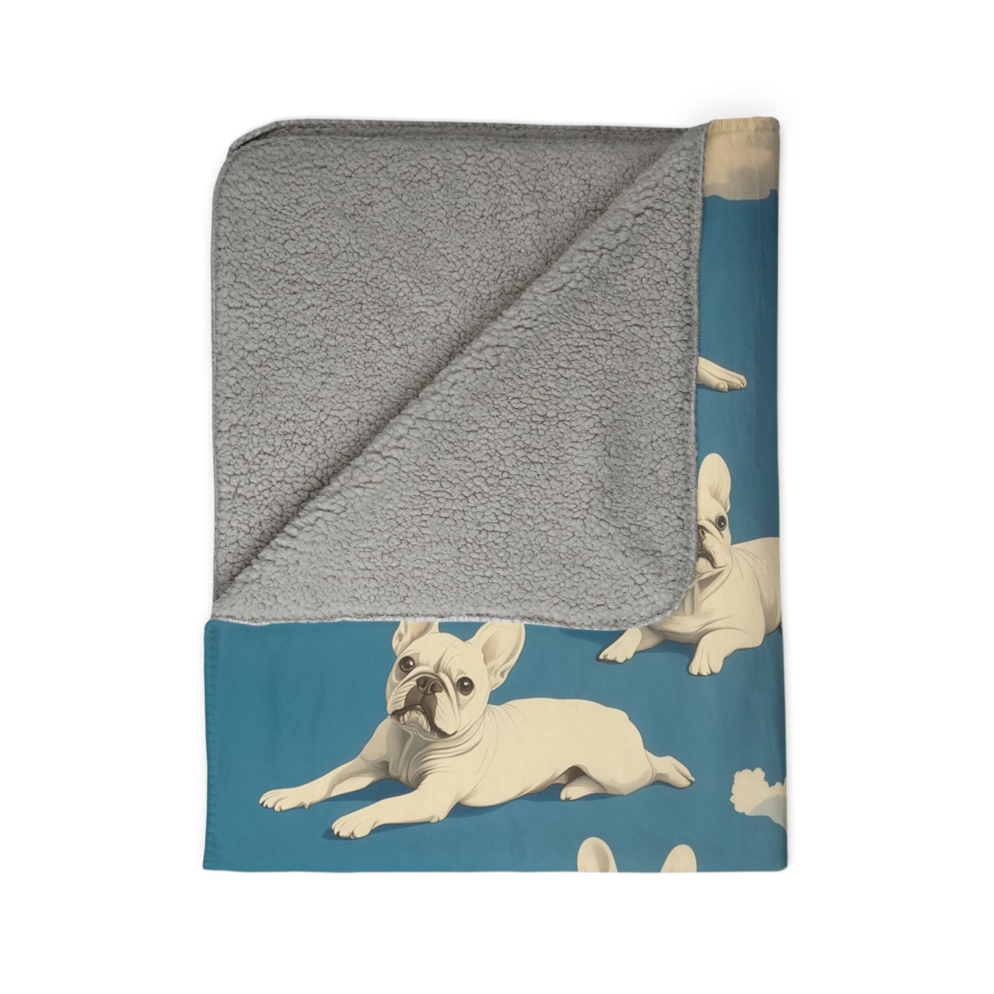Frenchies in the Sky Fleece Sherpa Blanket