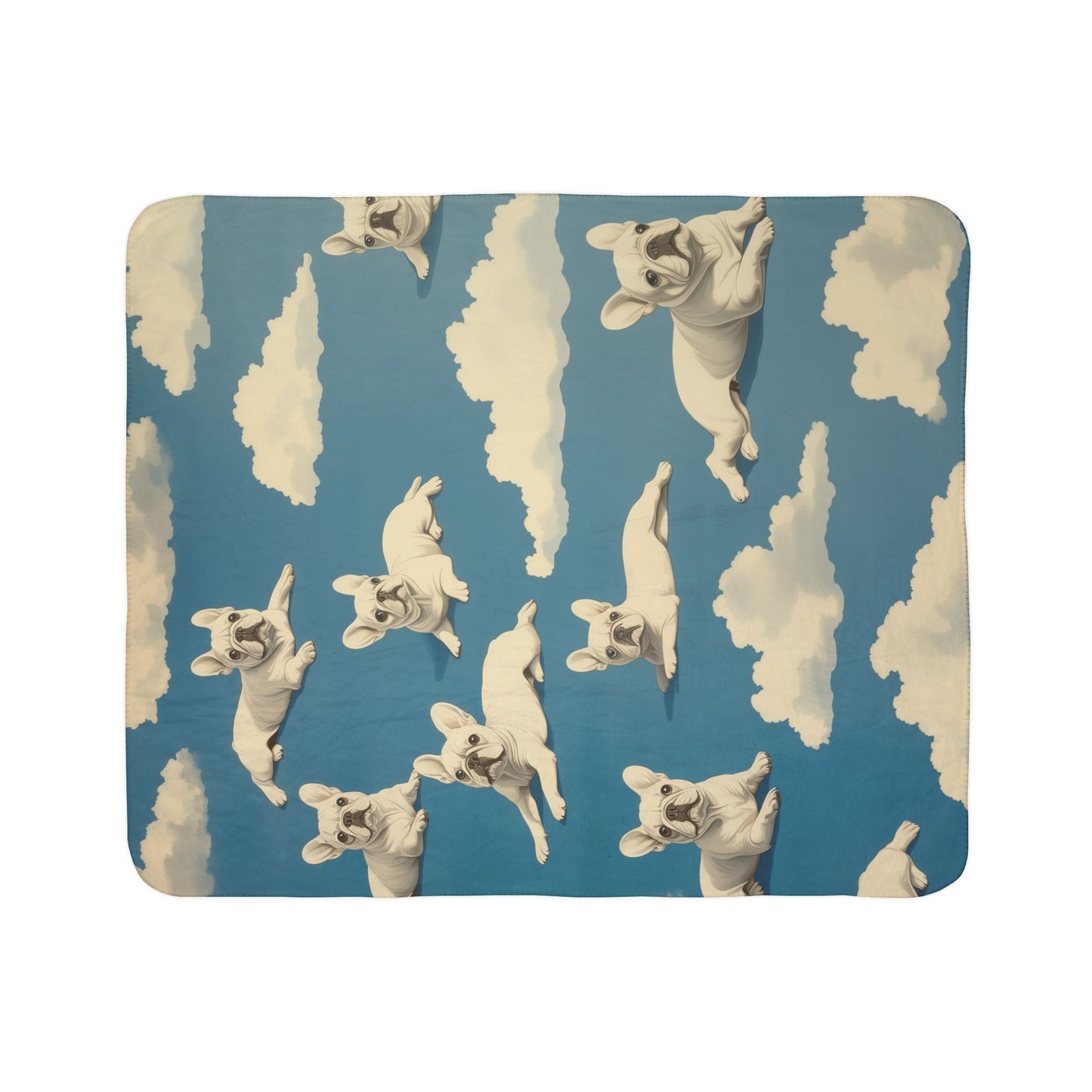 Frenchies in the Sky Fleece Sherpa Blanket