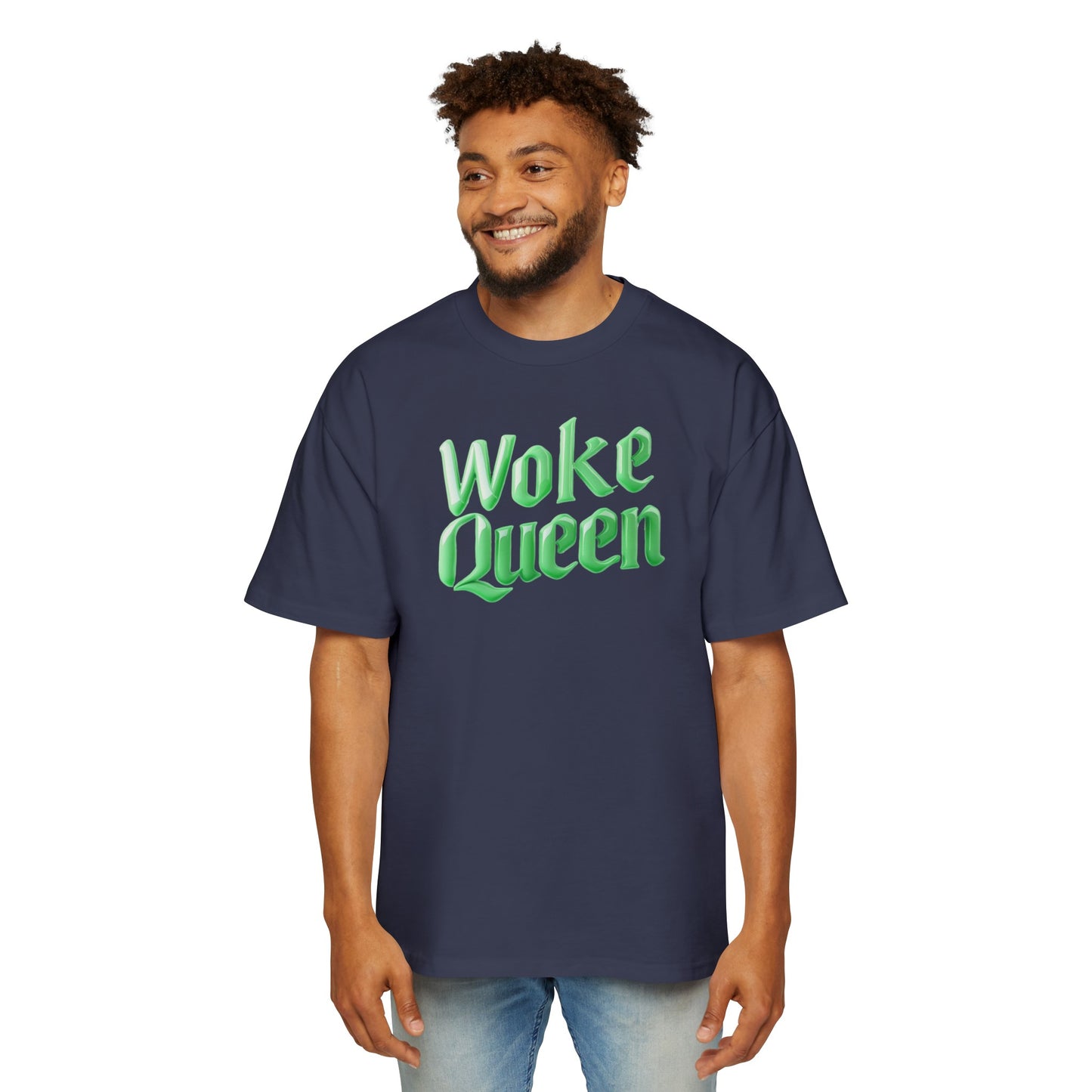 Men's Heavy Oversized Woke Queen Green Tee