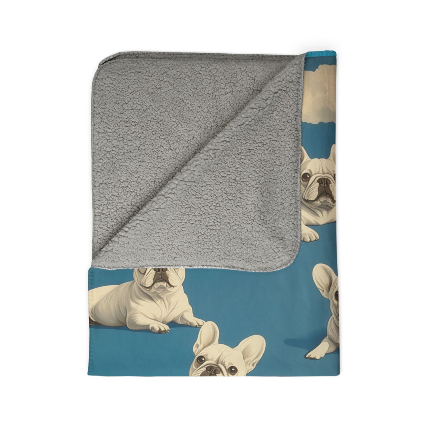 Frenchies in the Sky Fleece Sherpa Blanket