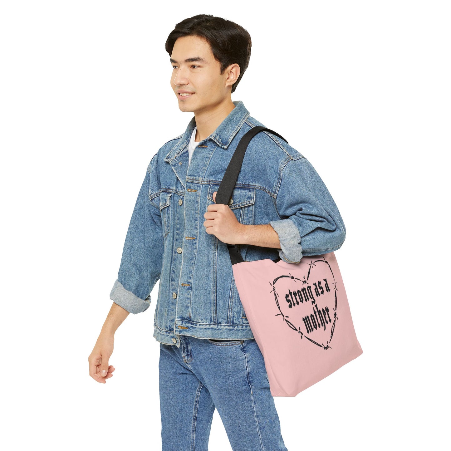 Strong as a Mother Adjustable Tote Bag - Pink