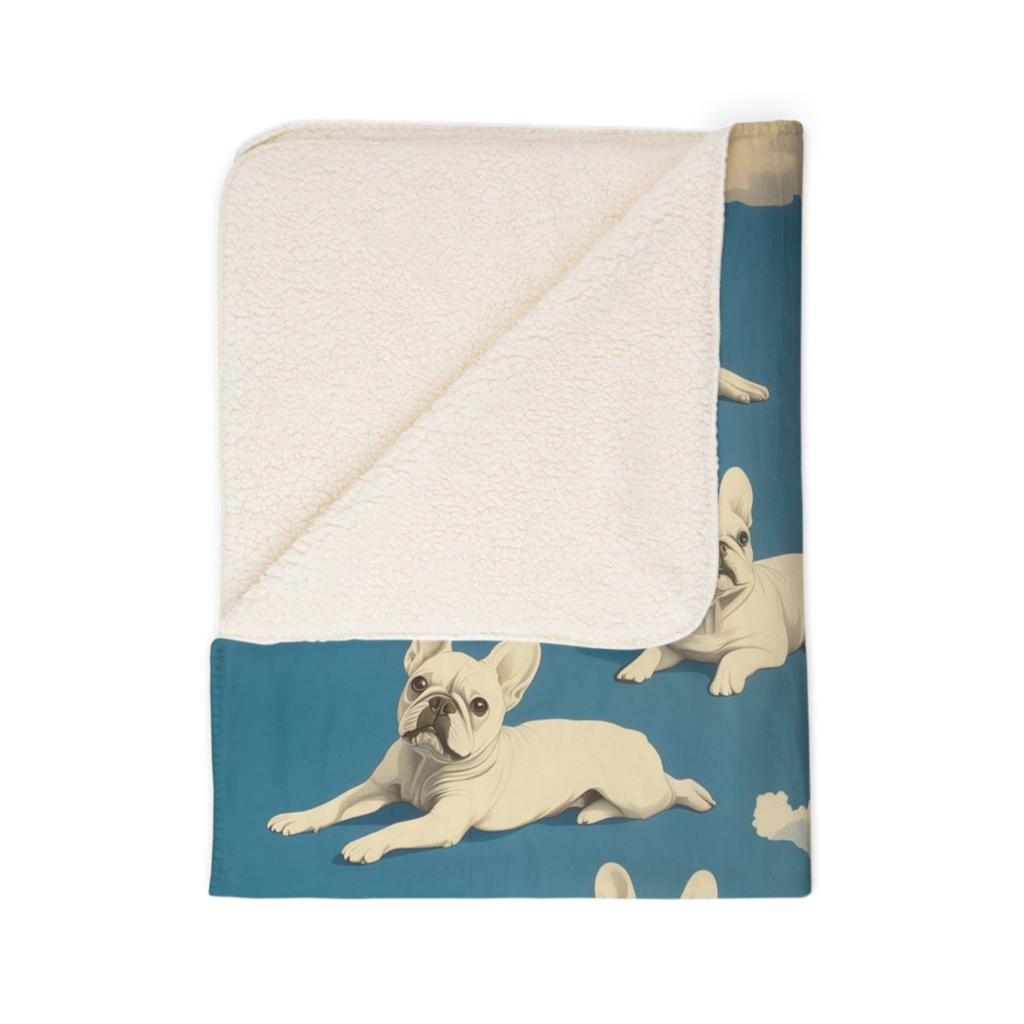 Frenchies in the Sky Fleece Sherpa Blanket
