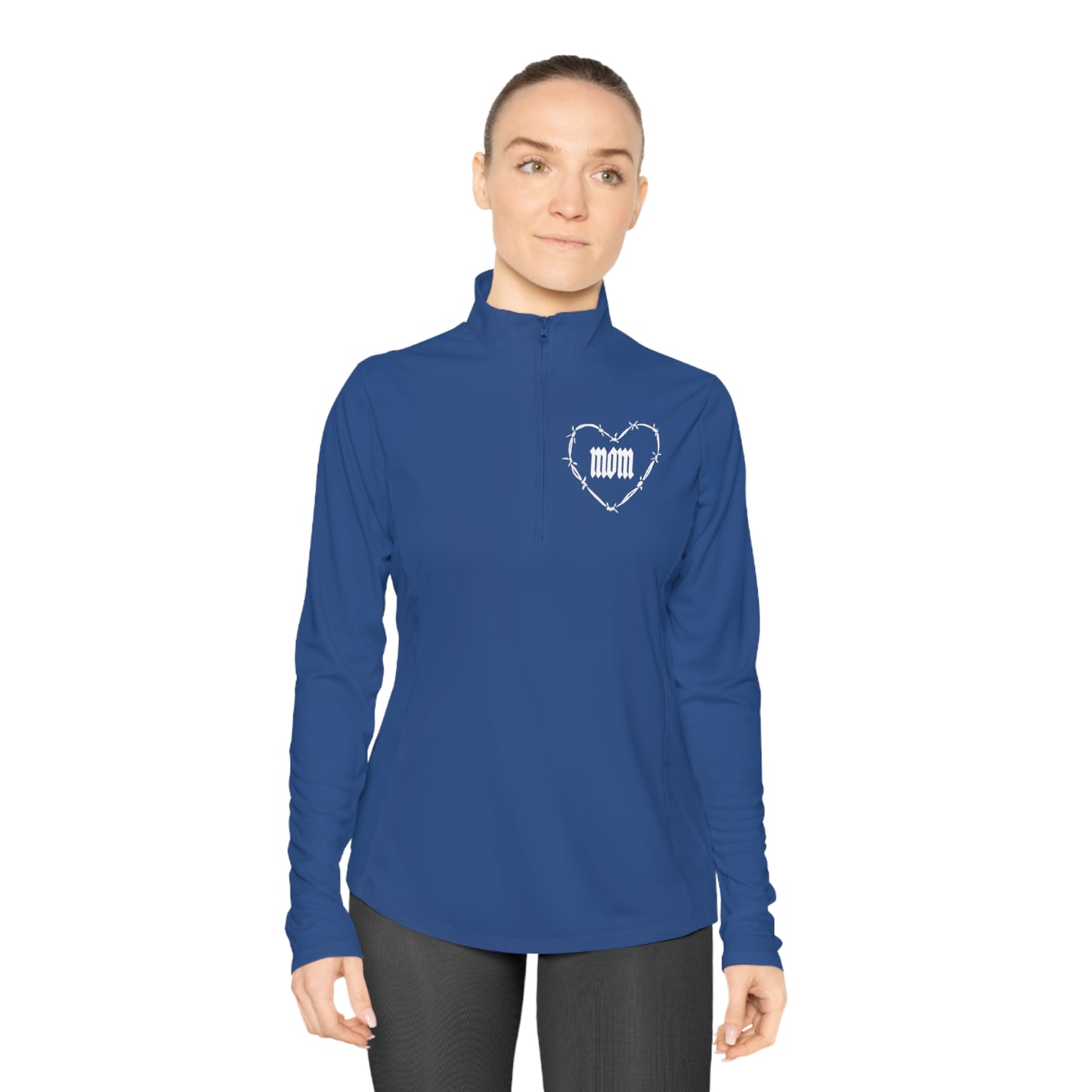 I HEART MOM Ladies Quarter-Zip Pullover