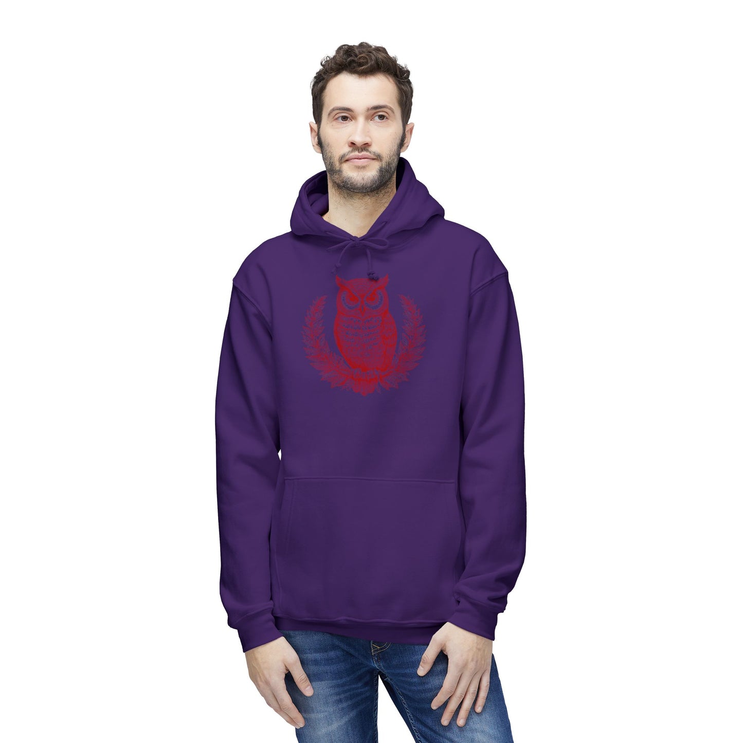 Owl Design Unisex Hooded Sweatshirt - Cozy & Stylish Gift for Nature Lovers