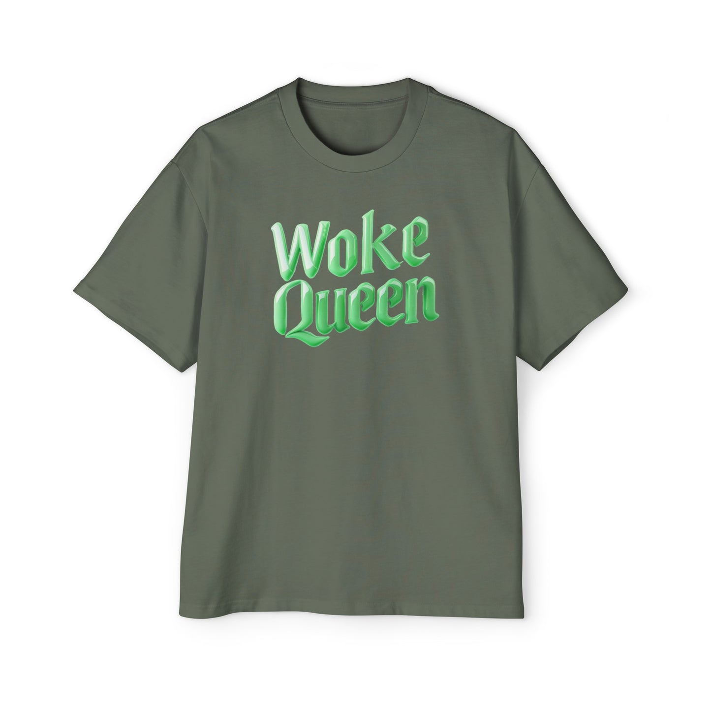 Men's Heavy Oversized Woke Queen Green Tee