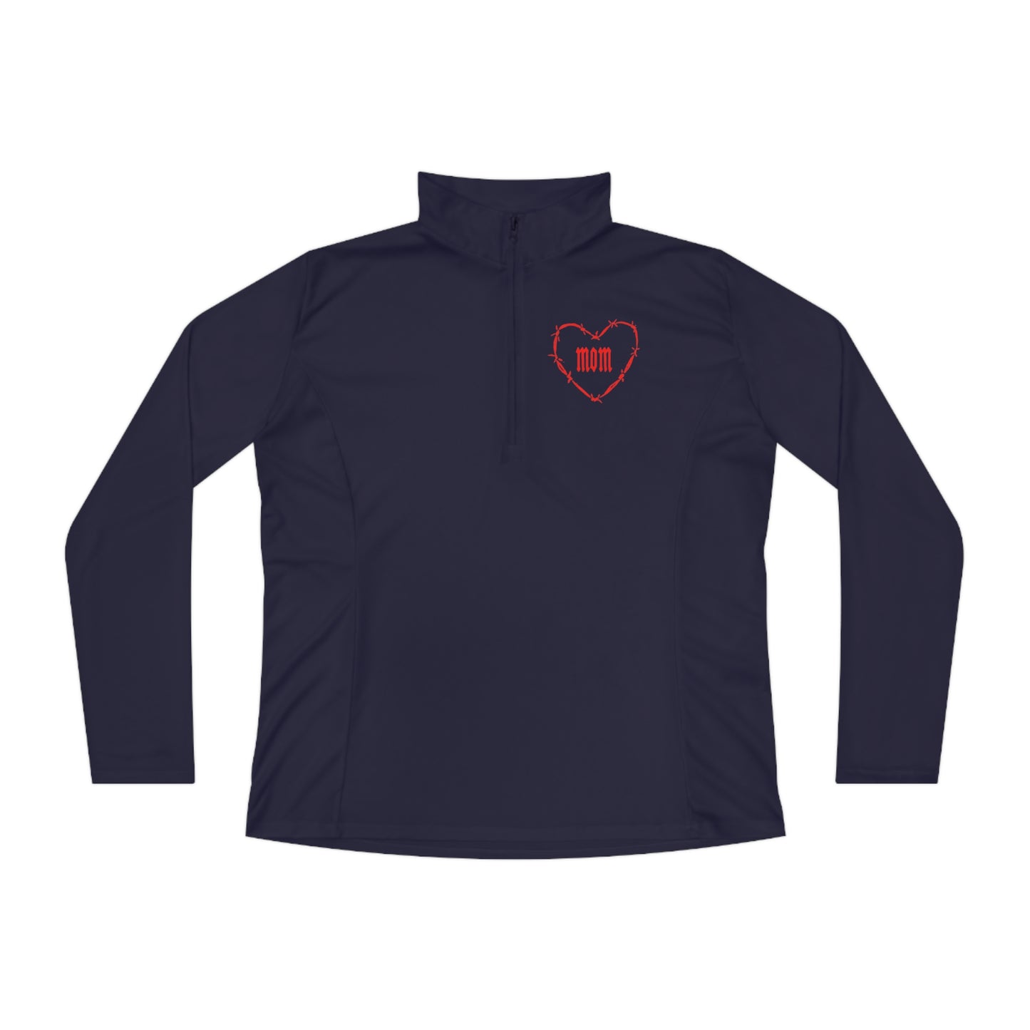 I HEART MOM Ladies Quarter-Zip Pullover
