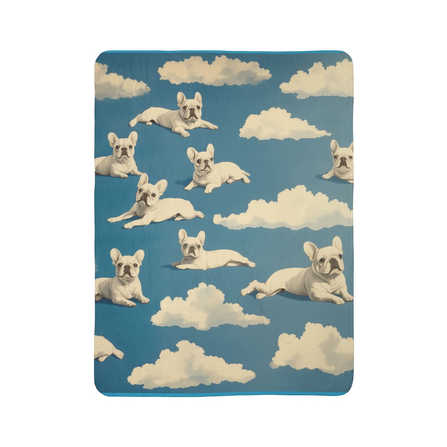 Frenchies in the Sky Fleece Sherpa Blanket