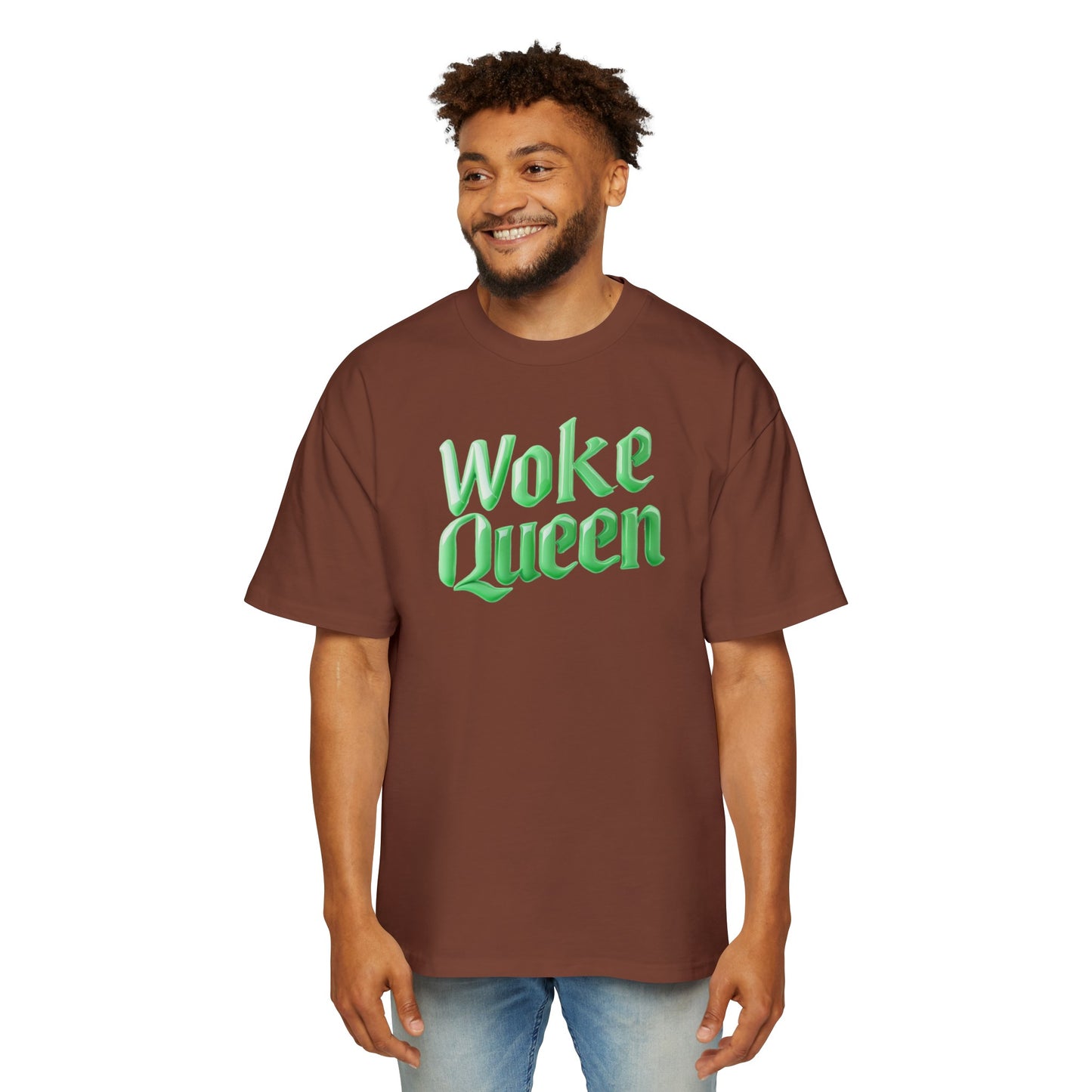 Men's Heavy Oversized Woke Queen Green Tee
