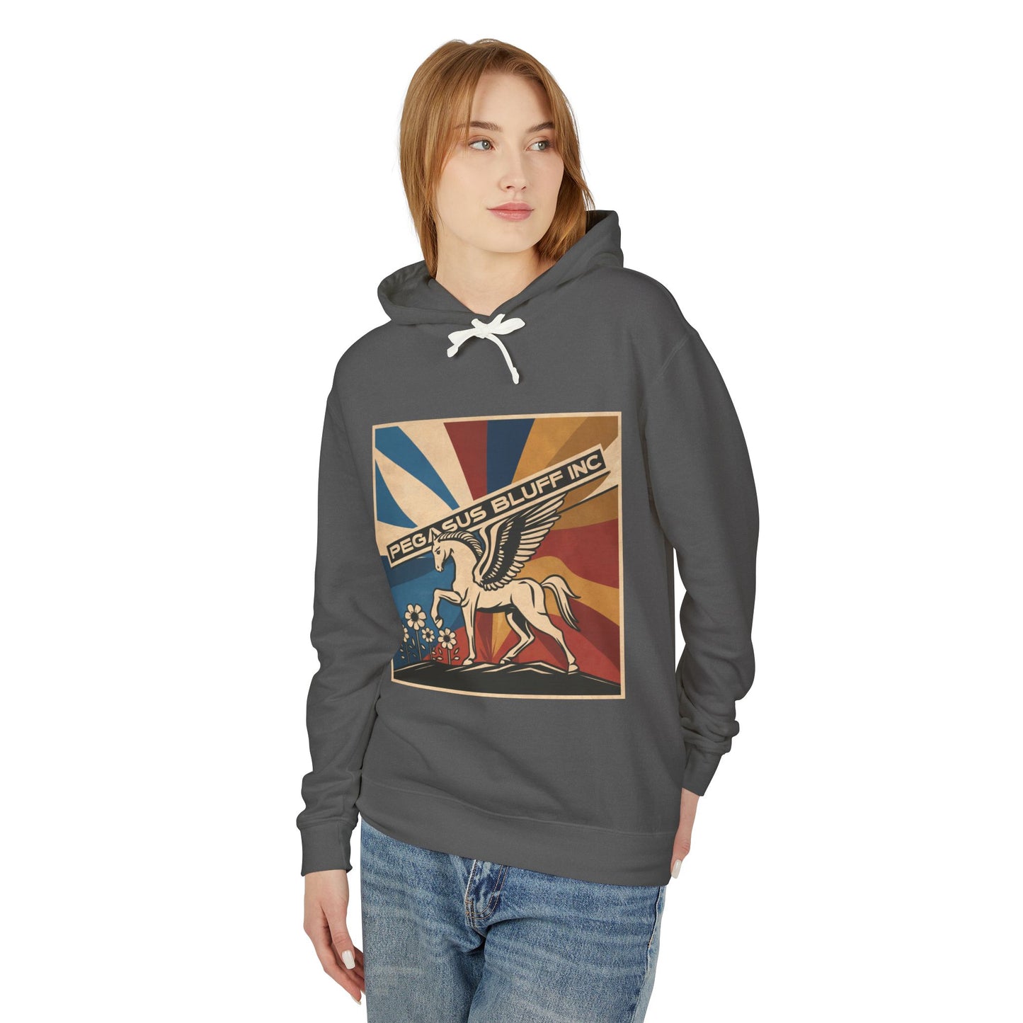 Vintage Pegasus Lightweight Unisex Hoodie - Retro Style Sweatshirt