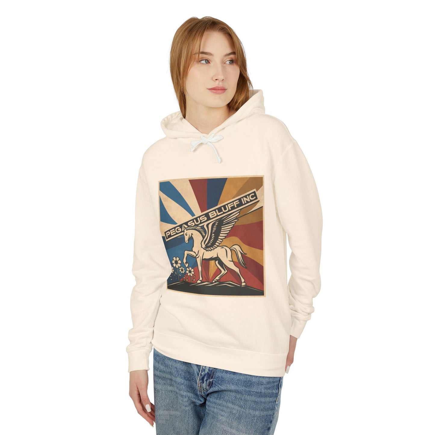 Vintage Pegasus Lightweight Unisex Hoodie - Retro Style Sweatshirt