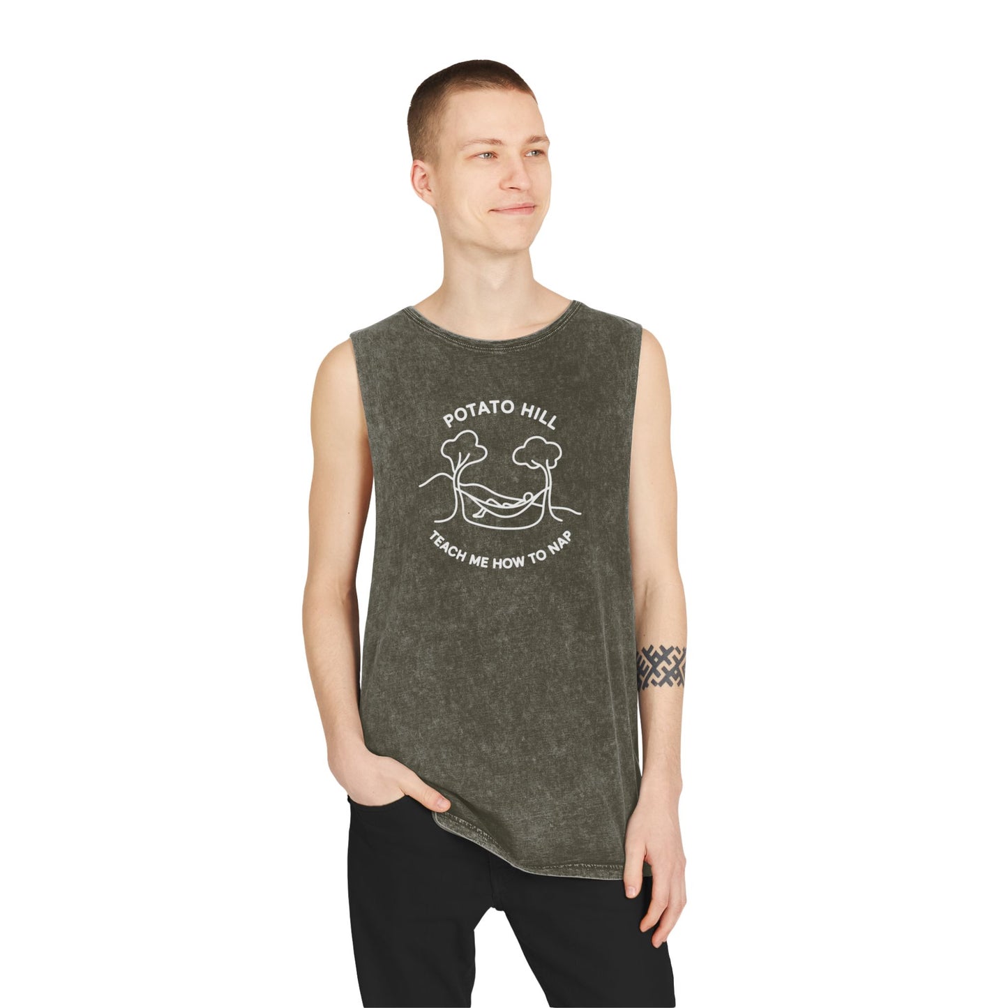 Casual Graphic Tank Top, Potato Hill Teach Me How to Nap, Summer Apparel, Unisex Summer Shirt, Gift for Him, Her, Outdoor Wear, Beach Style