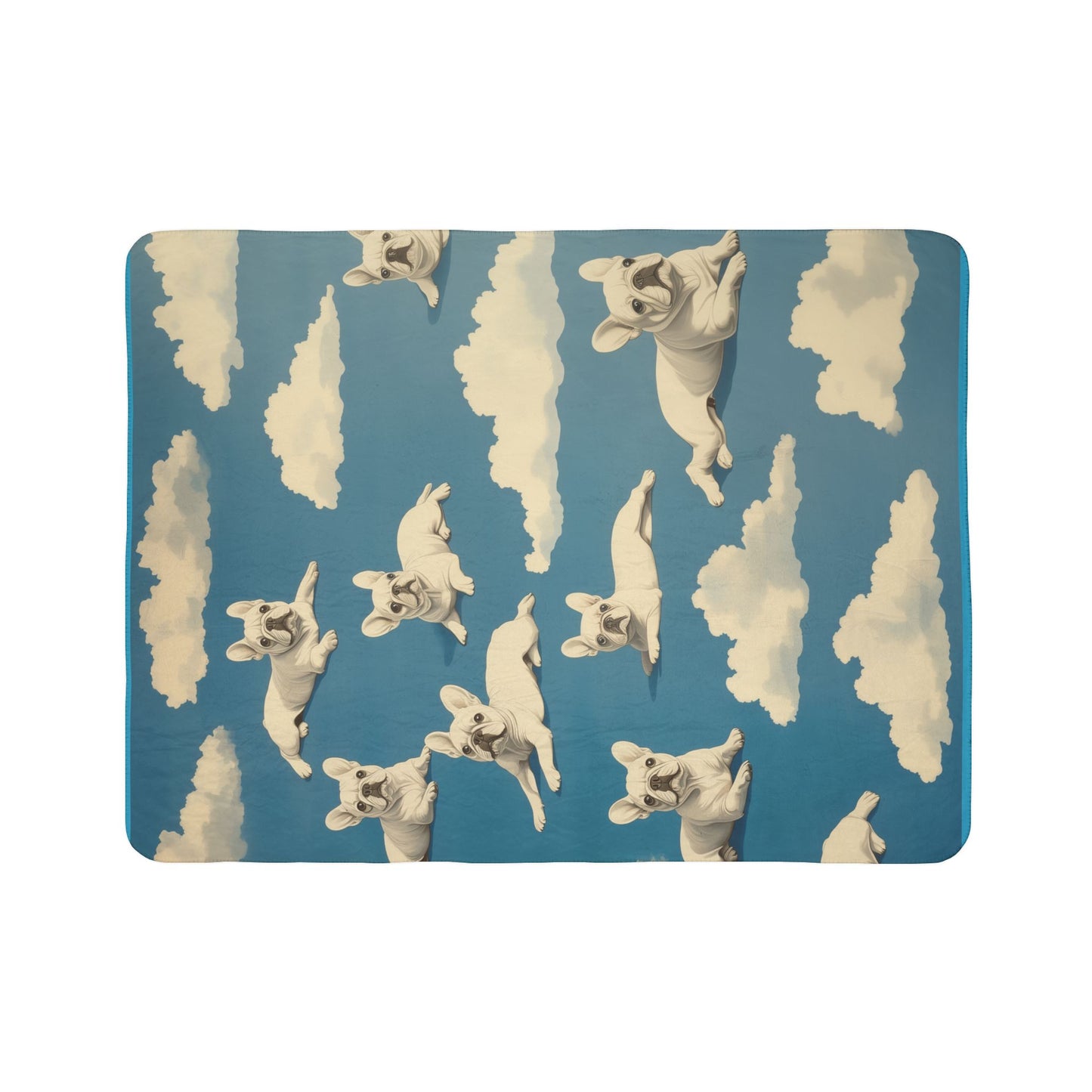 Frenchies in the Sky Fleece Sherpa Blanket