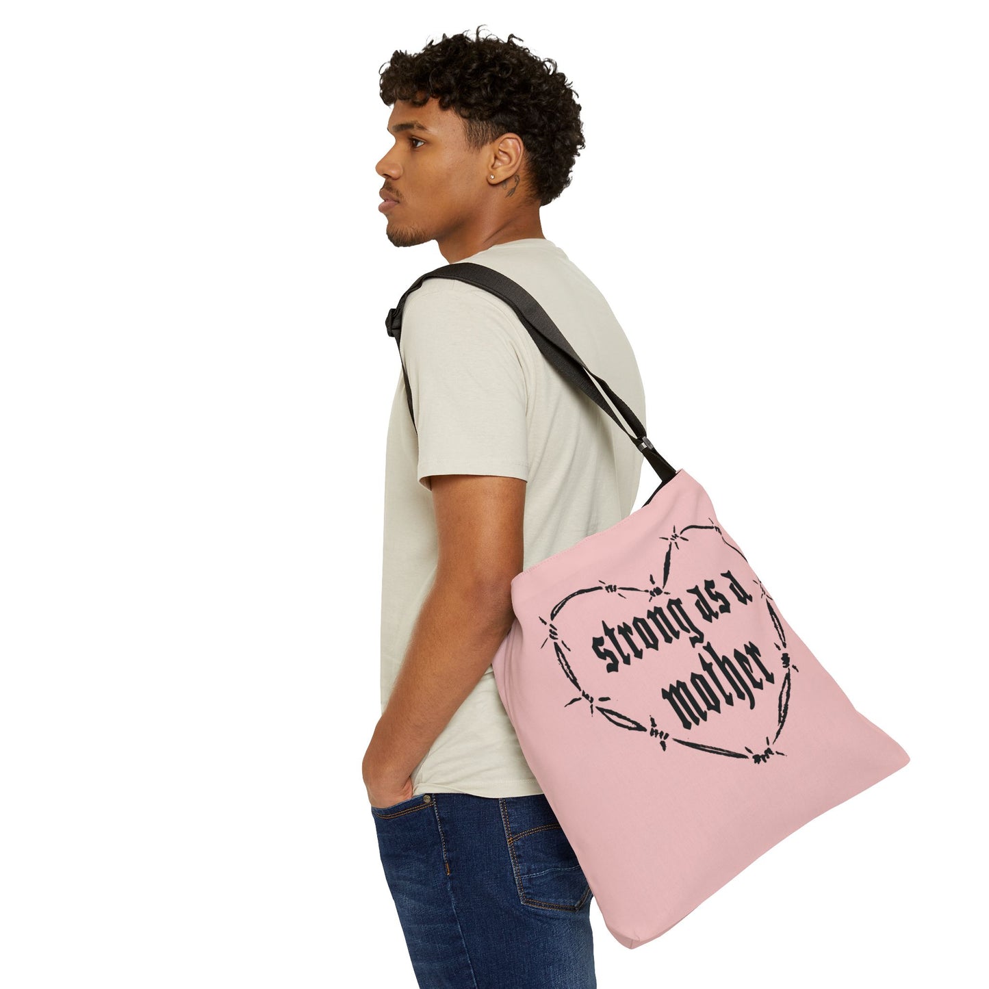 Strong as a Mother Adjustable Tote Bag - Pink