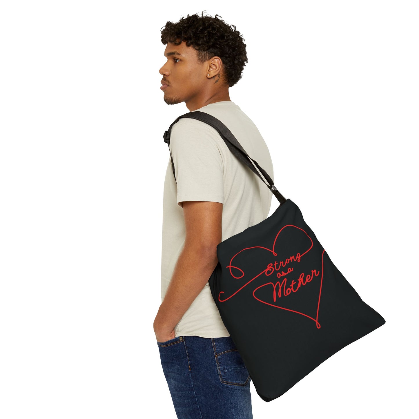 Strong as a Mother Adjustable Tote Bag - Black and Red