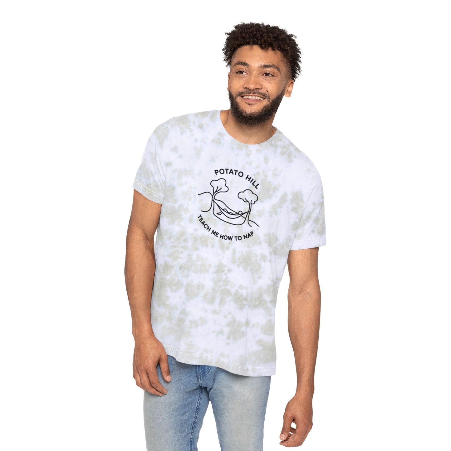 Potato Hill Tie-Dyed Unisex T-Shirt, Casual Fashion Tee, Unique Summer Top, Music Festival Shirt, Gift for Friends