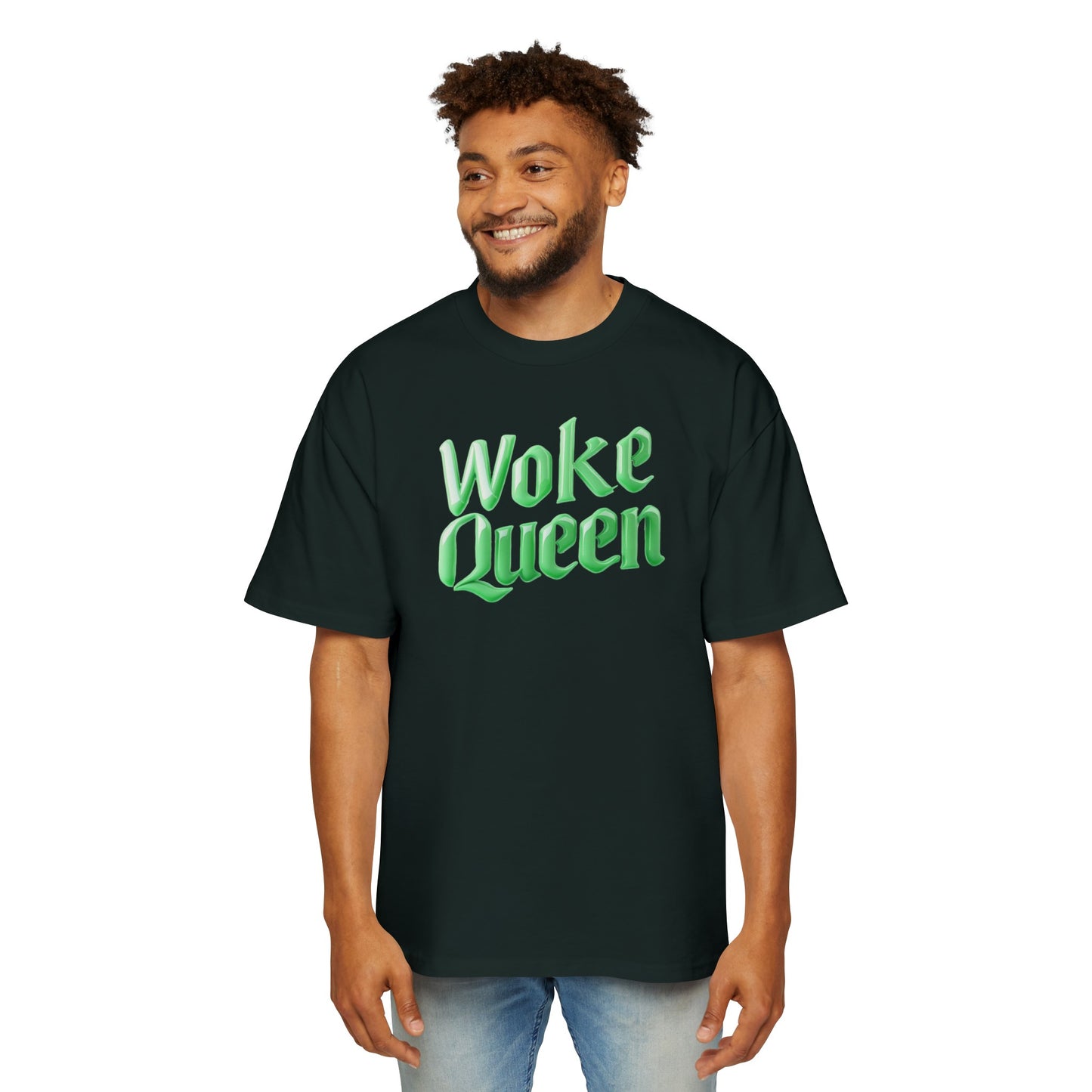 Men's Heavy Oversized Woke Queen Green Tee