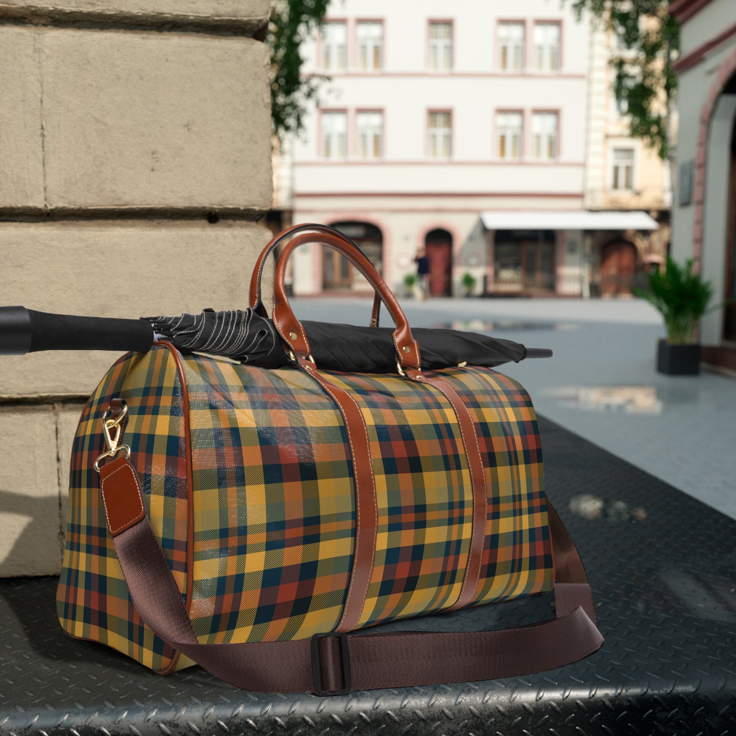 Earthtone Plaid Travel Bag