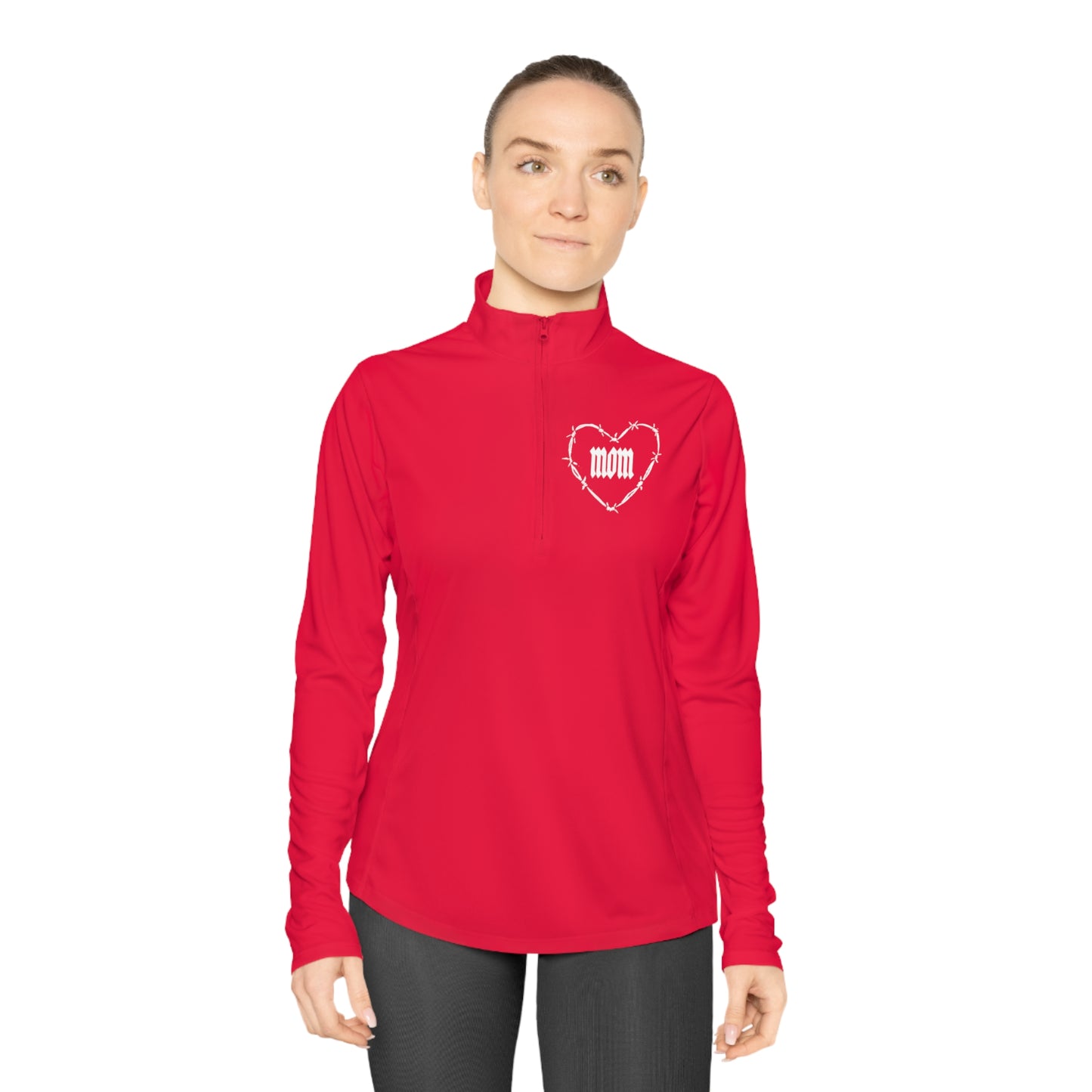 I HEART MOM Ladies Quarter-Zip Pullover