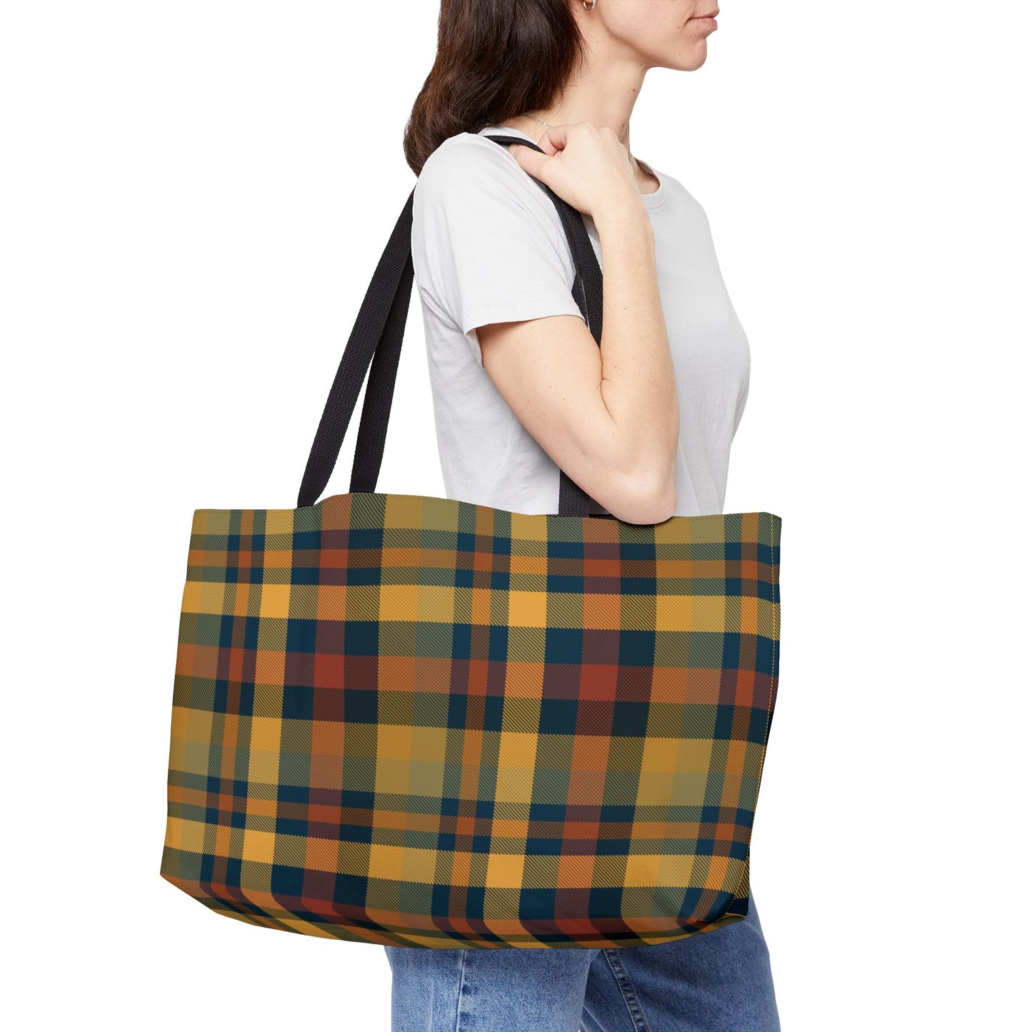 Earthtone Plaid Weekender Tote Bag