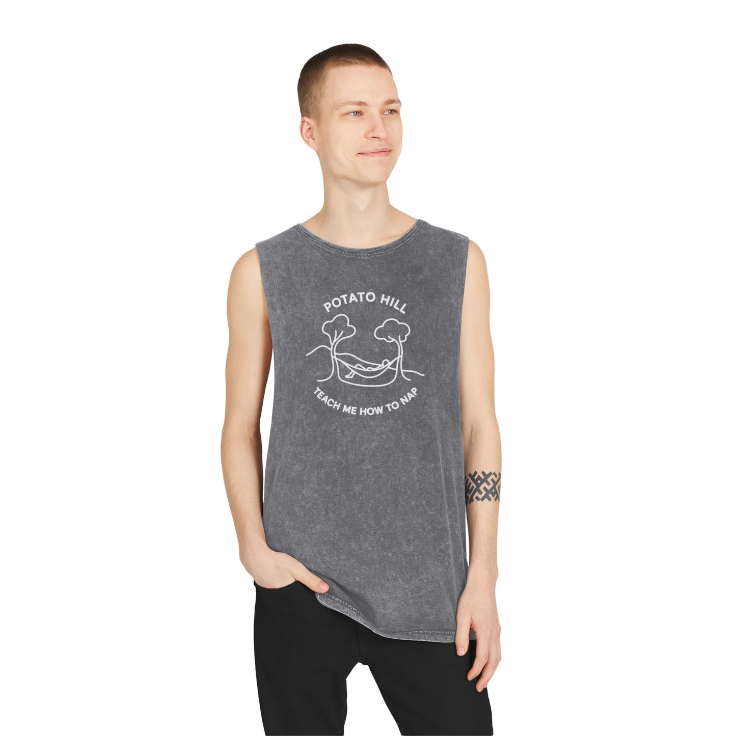 Casual Graphic Tank Top, Potato Hill Teach Me How to Nap, Summer Apparel, Unisex Summer Shirt, Gift for Him, Her, Outdoor Wear, Beach Style
