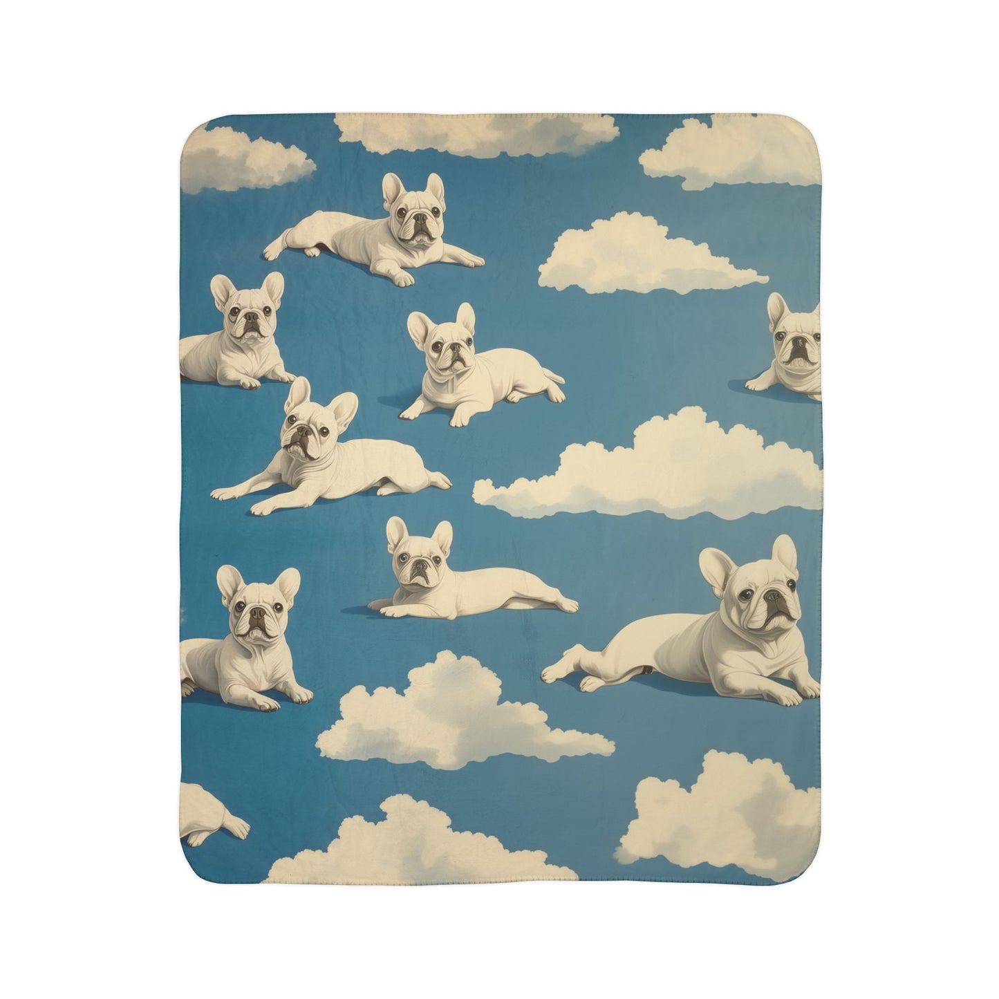 Frenchies in the Sky Fleece Sherpa Blanket