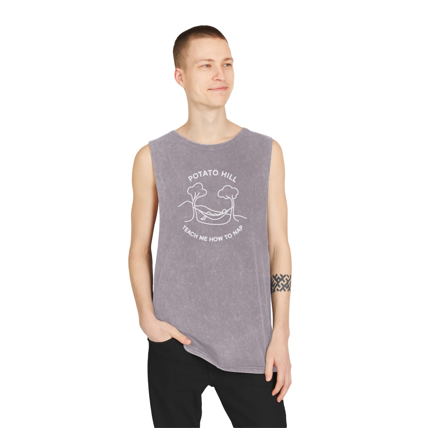 Casual Graphic Tank Top, Potato Hill Teach Me How to Nap, Summer Apparel, Unisex Summer Shirt, Gift for Him, Her, Outdoor Wear, Beach Style