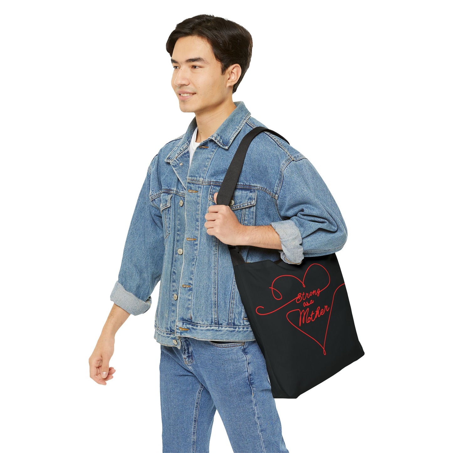 Strong as a Mother Adjustable Tote Bag - Black and Red