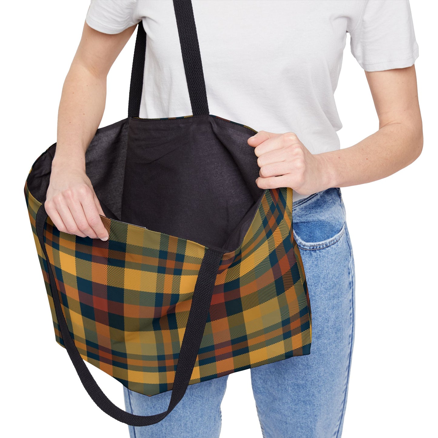 Earthtone Plaid Weekender Tote Bag