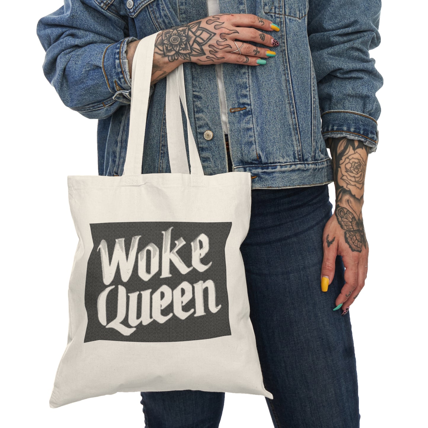 Woke Queen Natural Tote Bag - Black