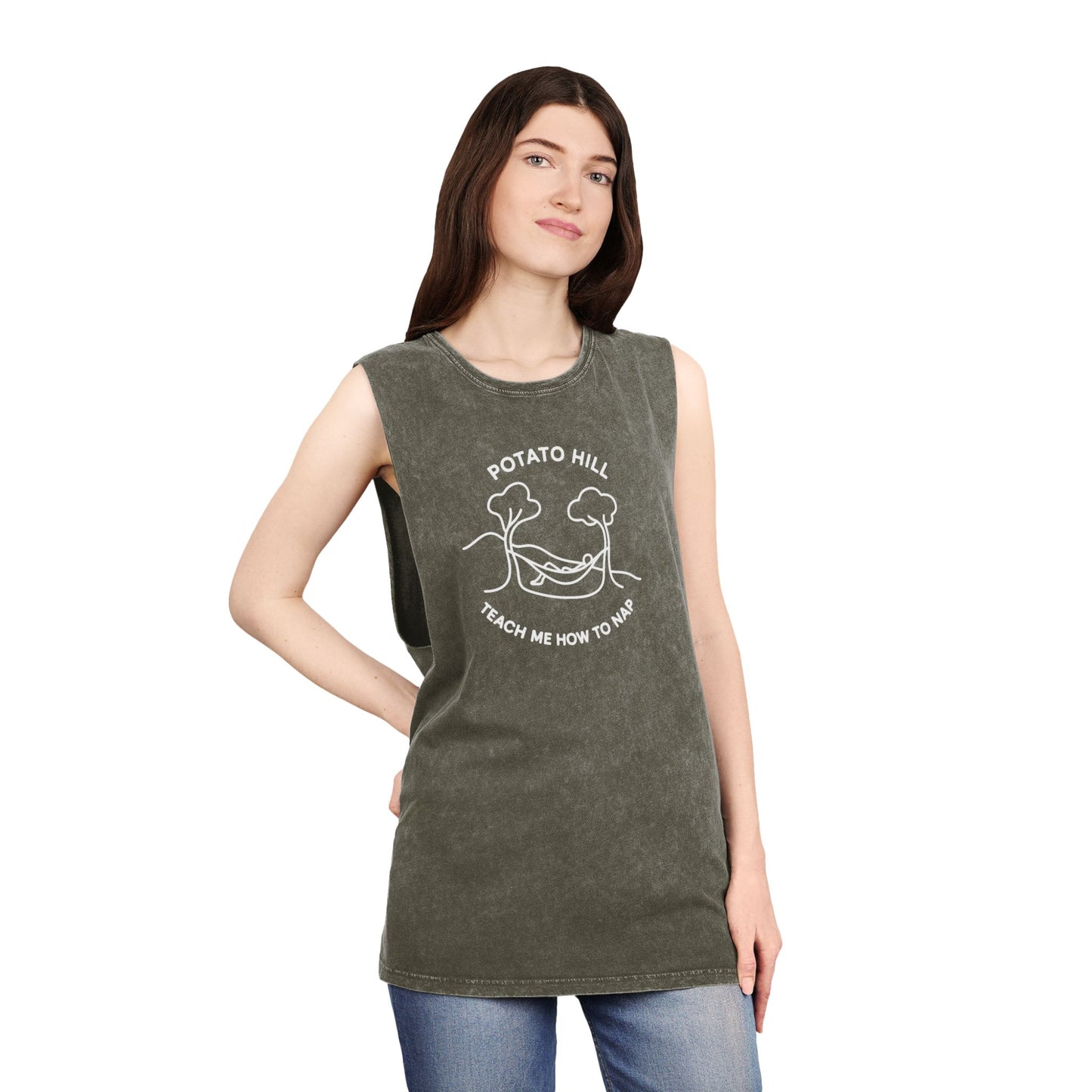 Casual Graphic Tank Top, Potato Hill Teach Me How to Nap, Summer Apparel, Unisex Summer Shirt, Gift for Him, Her, Outdoor Wear, Beach Style