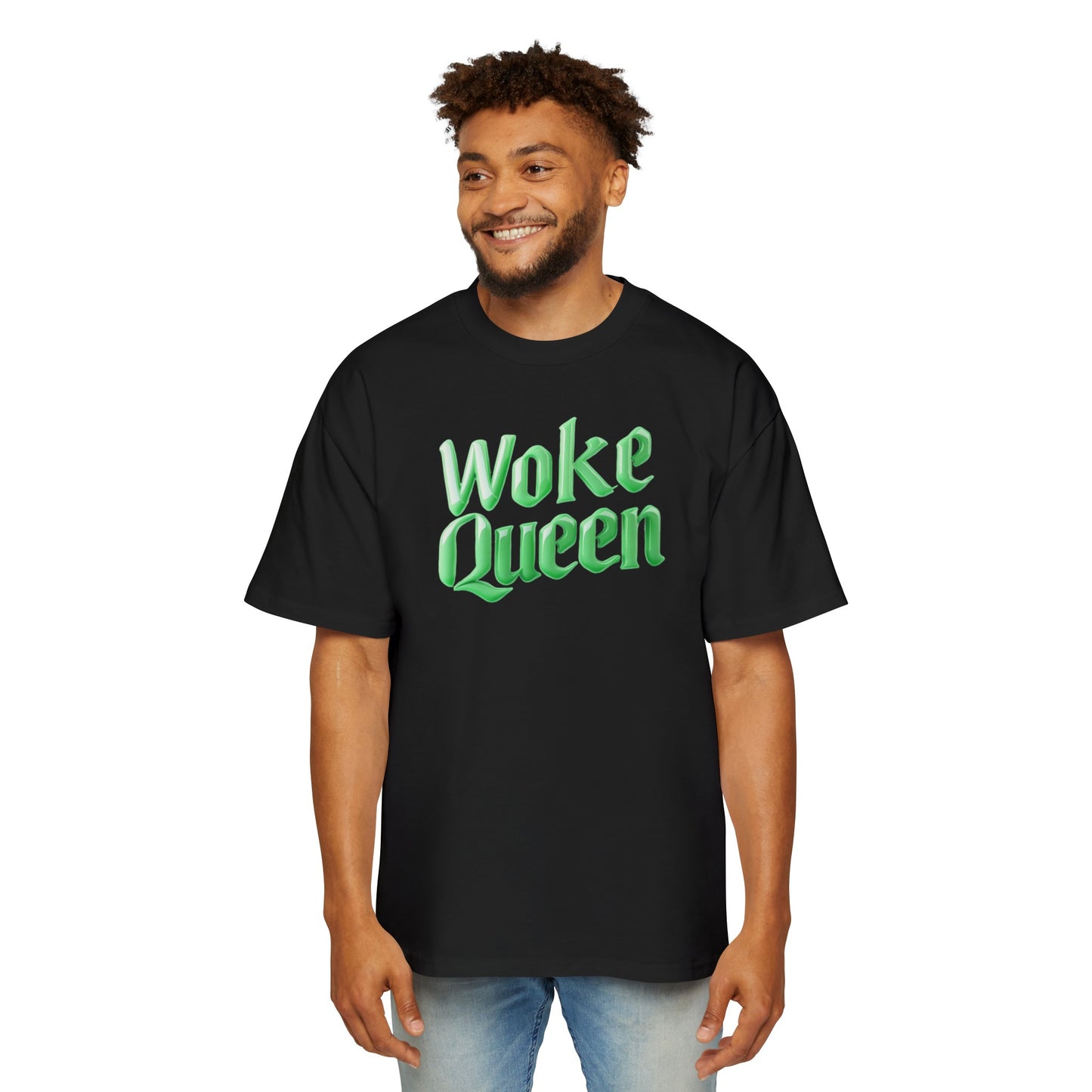 Men's Heavy Oversized Woke Queen Green Tee