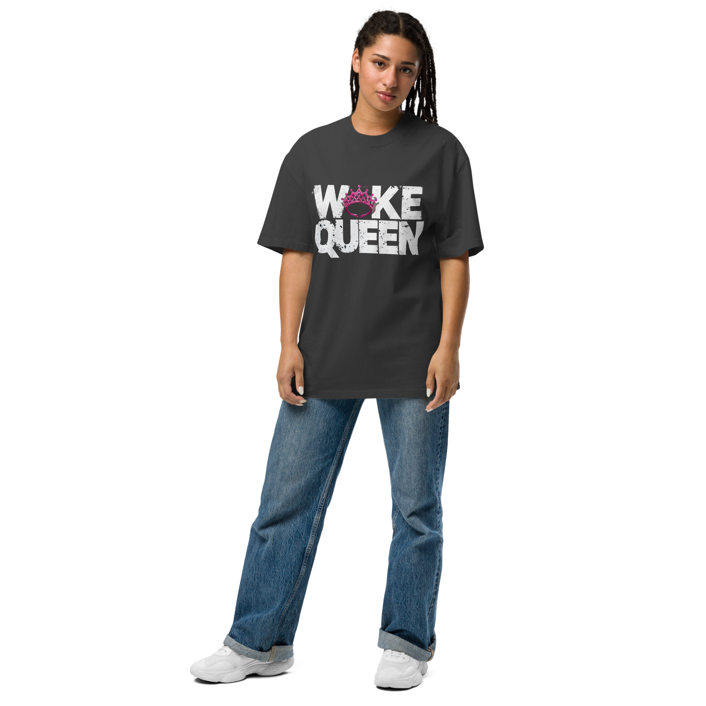 WOKE QUEEN Oversized faded t-shirt