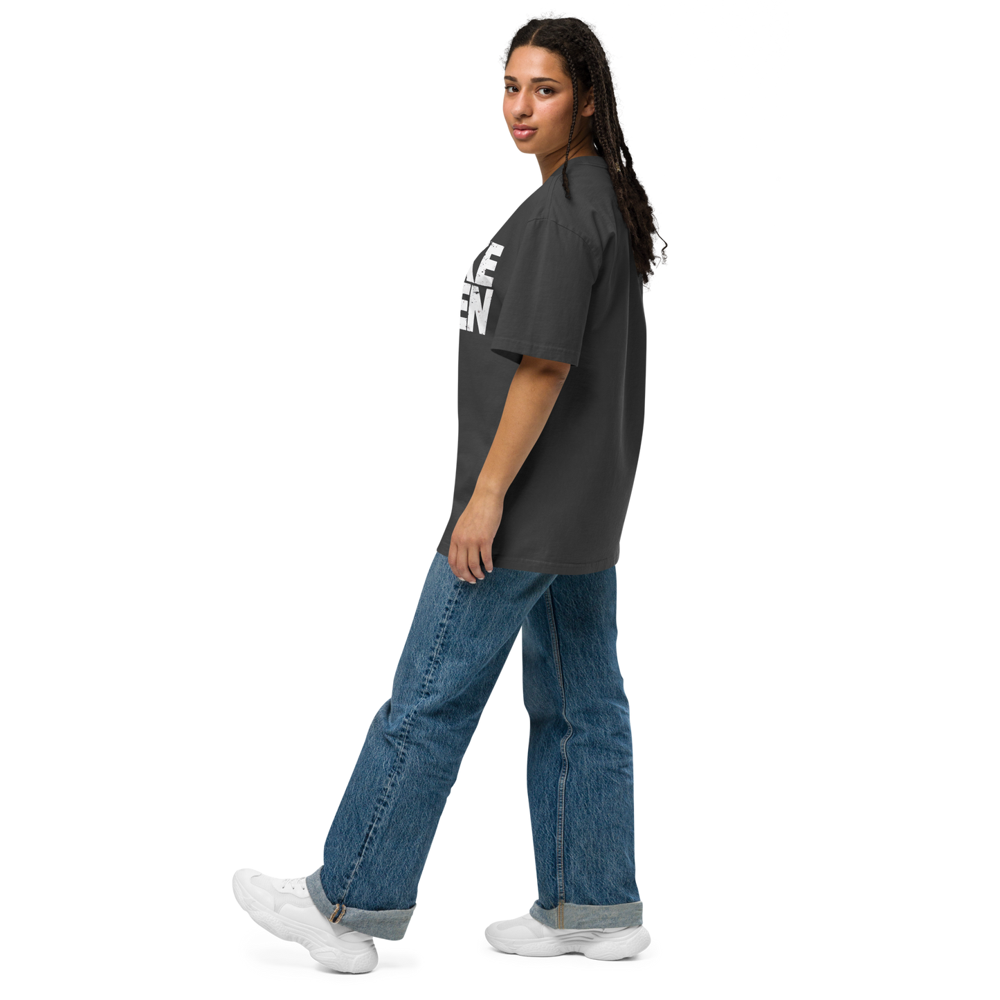 WOKE QUEEN Oversized faded t-shirt