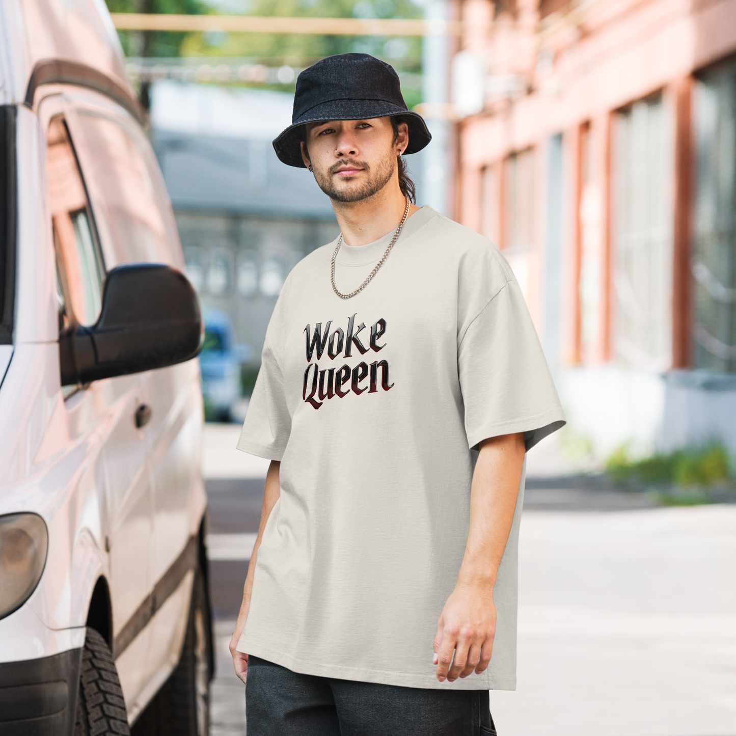 WOKE QUEEN Oversized faded t-shirt