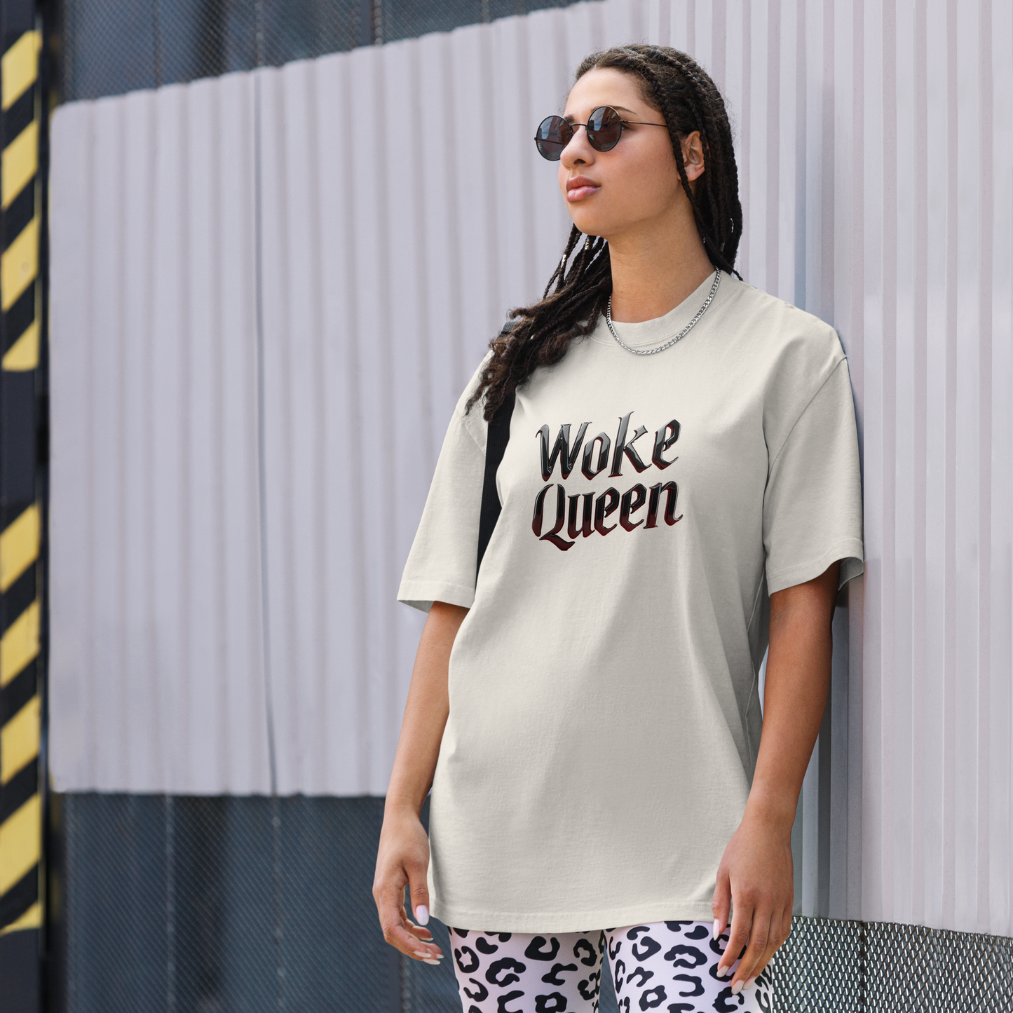 WOKE QUEEN Oversized faded t-shirt
