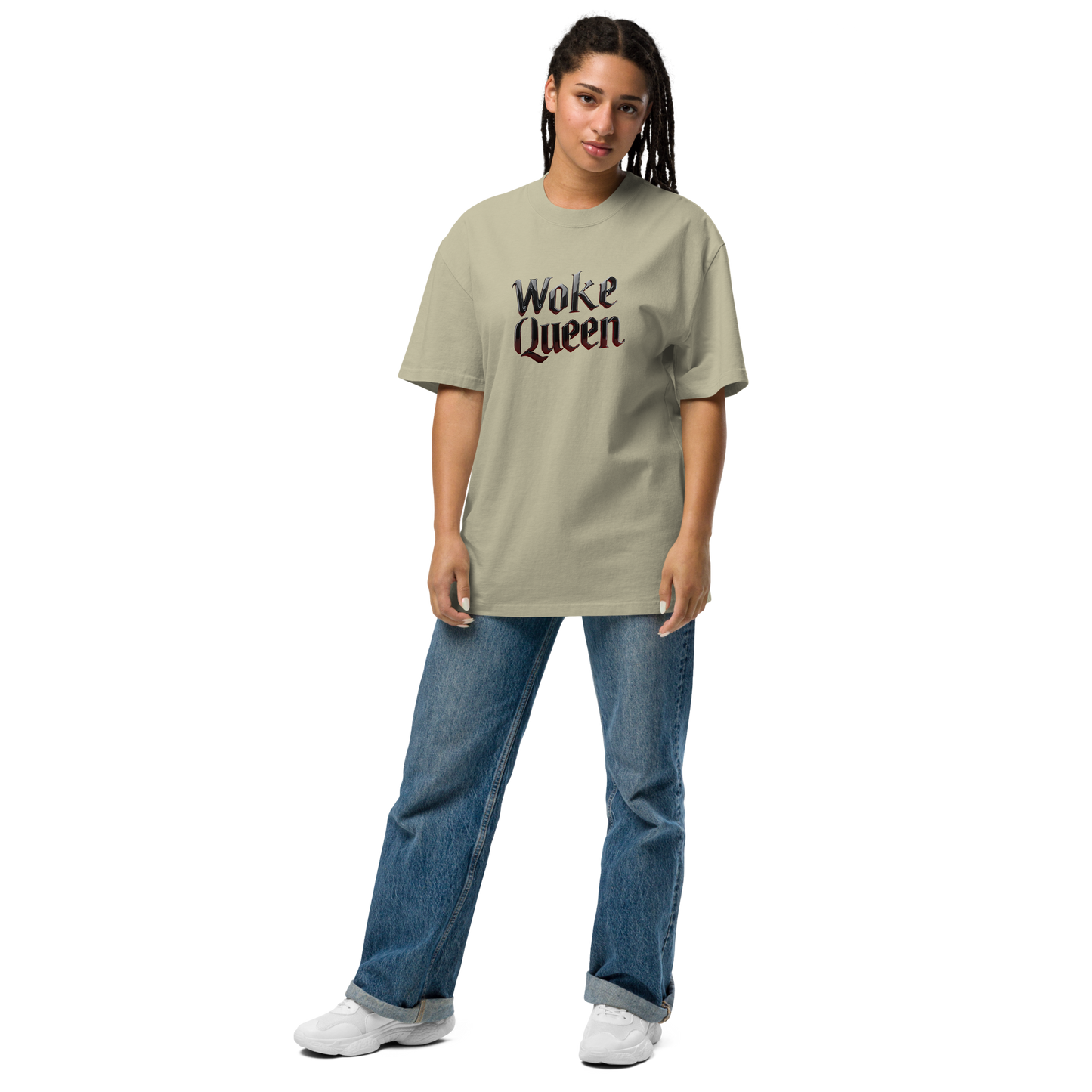 WOKE QUEEN Oversized faded t-shirt
