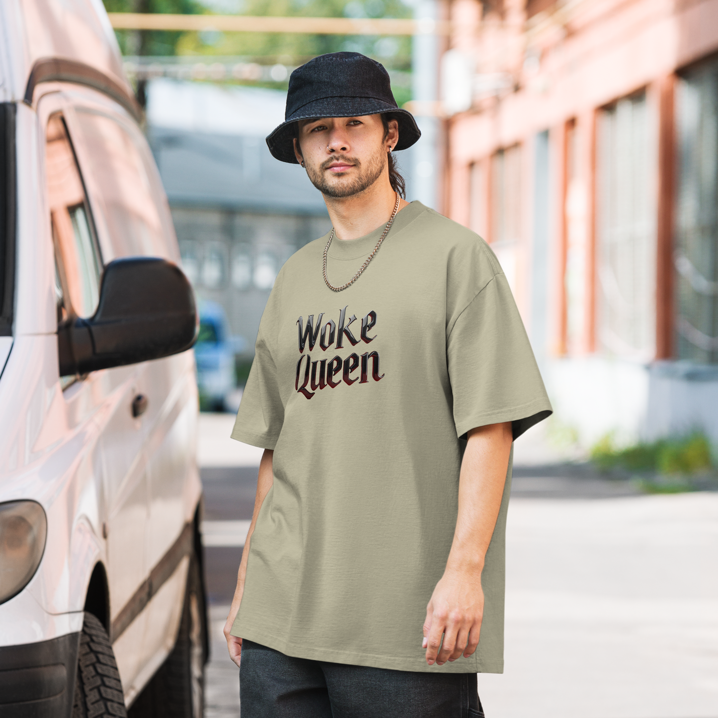 WOKE QUEEN Oversized faded t-shirt