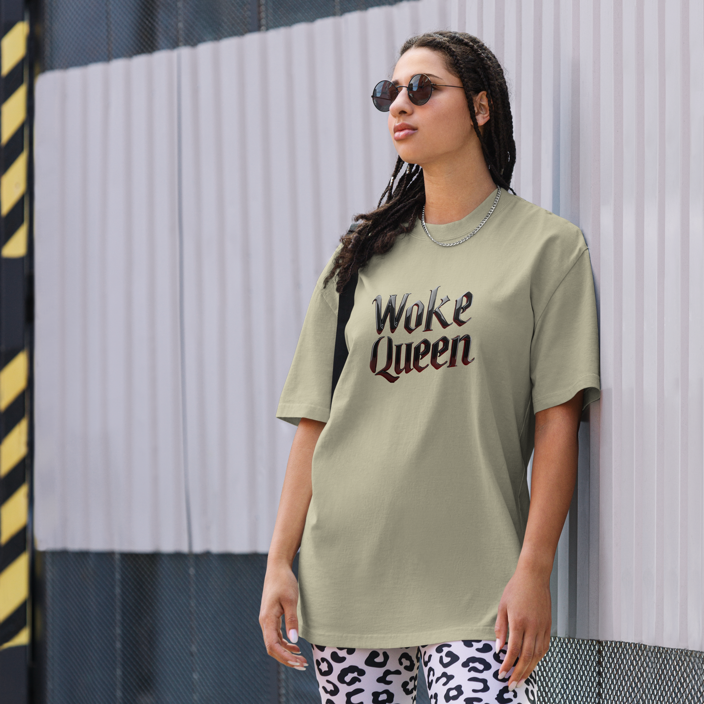 WOKE QUEEN Oversized faded t-shirt