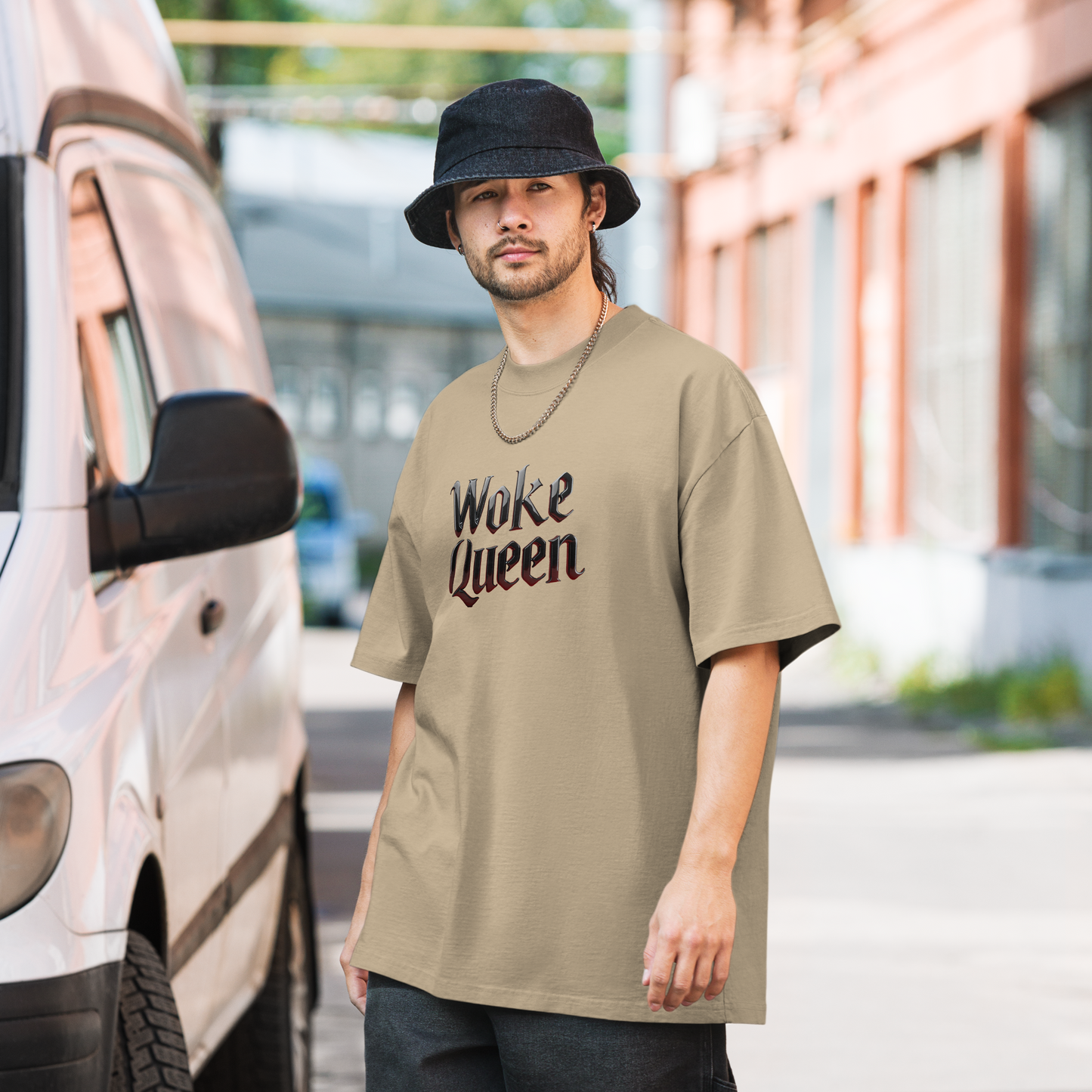 WOKE QUEEN Oversized faded t-shirt