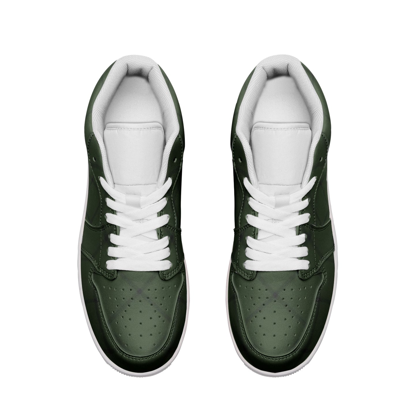 Unisex Low Top Leather Sneakers - Atomic Green Thick Diamond Plaid 1