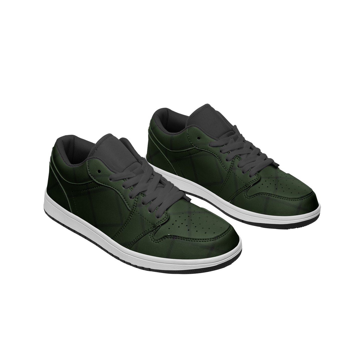 Unisex Low Top Leather Sneakers - Atomic Green Thick Diamond Plaid 1