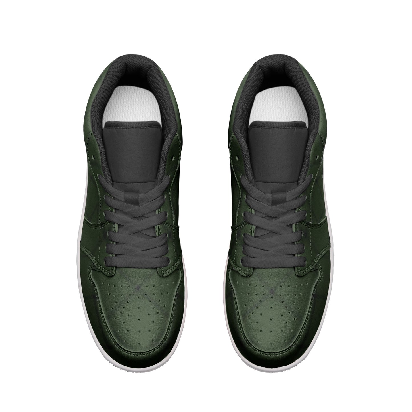 Unisex Low Top Leather Sneakers - Atomic Green Thick Diamond Plaid 1