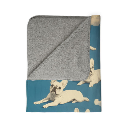 Frenchies in the Sky Fleece Sherpa Blanket
