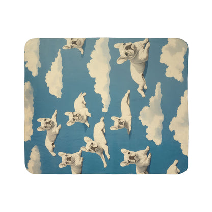 Frenchies in the Sky Fleece Sherpa Blanket