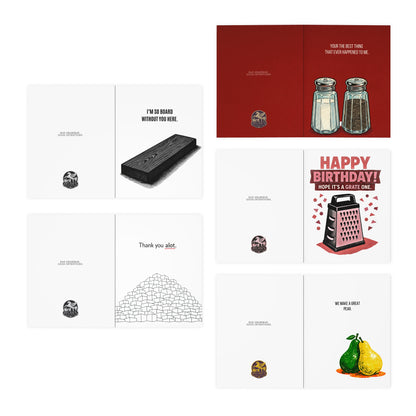 Bad grammar.  Good intentions. Funny Pun Greeting Cards 5-Pack — Assorted Humorous Birthday, Thank You & Everyday Cards