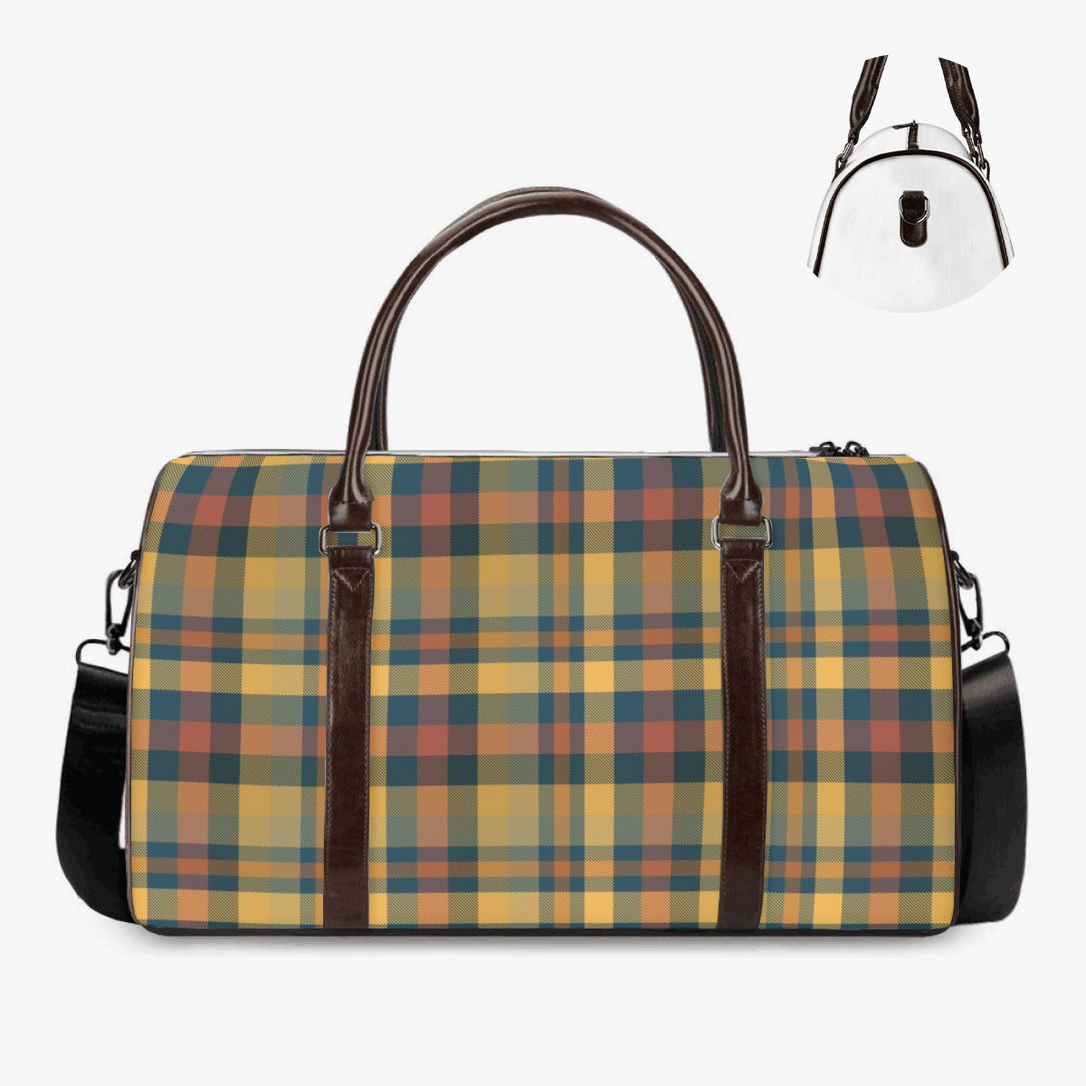 Small Earthtone Plaid V1 Duffle Bag