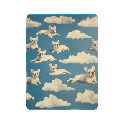 Frenchies in the Sky Fleece Sherpa Blanket