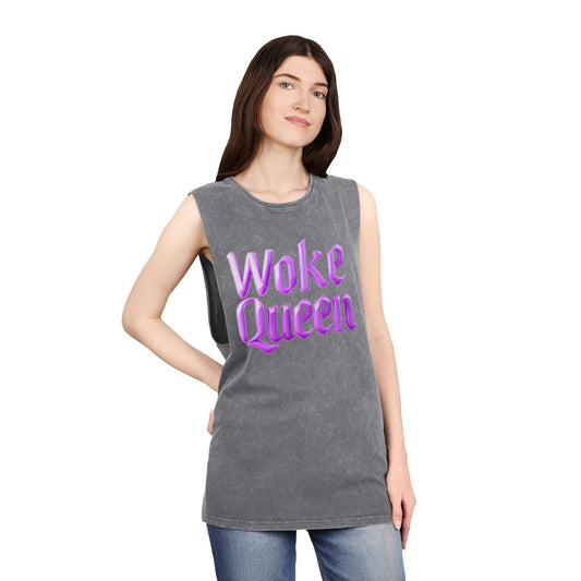 Unisex Woke Queen Stonewash Tank Top