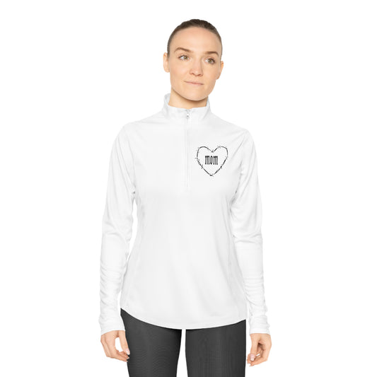 I HEART MOM Ladies Quarter-Zip Pullover
