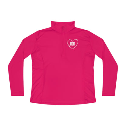 I HEART MOM Ladies Quarter-Zip Pullover